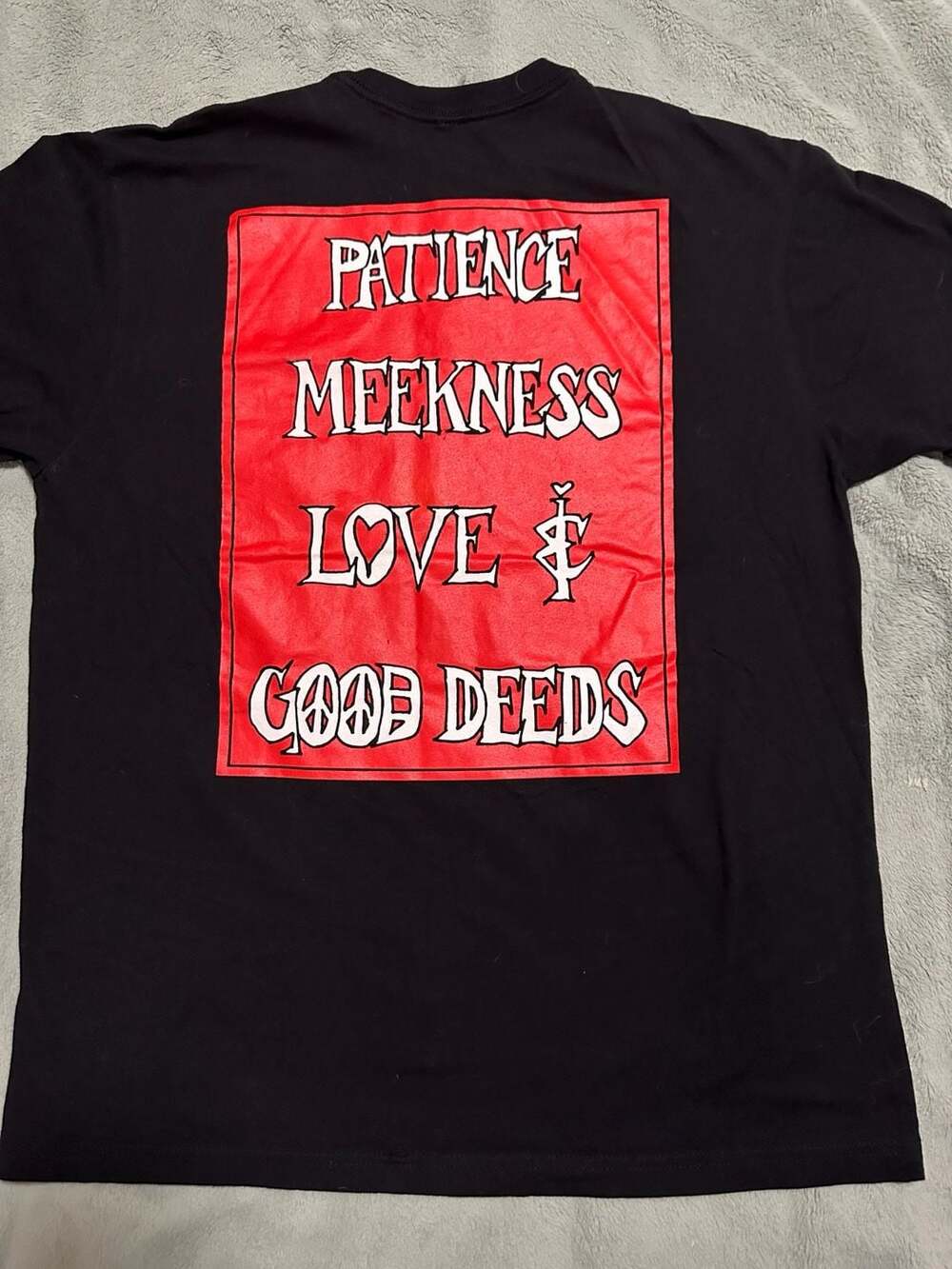 Cactus Plant Flea Market Patience Meekness Love Good Deeds Pocket Tee, Large